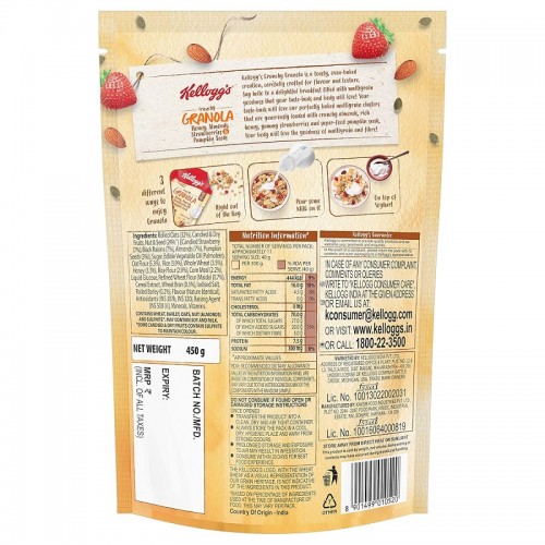 Kellogg's Crunchy Granola Honey, Almonds, Strawberries & Pumpkin Seeds 450g