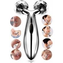 3D Massager Manual Roller (Silver) 360 Rotate Face Full Body Shape for Skin Lifting Wrinkle Remover Facial Massage, 15.5 x 9.5 x 5.3CM