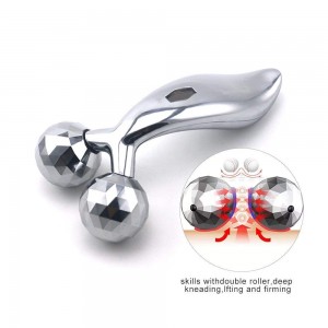 3D Massager Manual Roller (Silver) 360 Rotate Face Full Body Shape for Skin Lifting Wrinkle Remover Facial Massage, 15.5 x 9.5 x 5.3CM