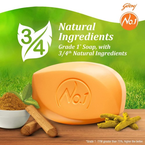 Godrej No.1 Sandal and Turmeric Soap - Pack of 9 (150g each)