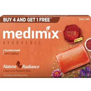 Medimix Ayurvedic Kumkumadi Bathing Soap Bar With Saffron | Kesar 125Gm (Buy 4 & Get 1 Extra Combo Pack)