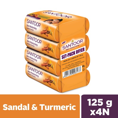 Santoor Sandal & Turmeric Soap: 4x125 gms