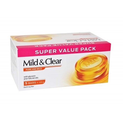 Mild & Clear Soap With Glycerine & Natural Oils: 5x100 gms