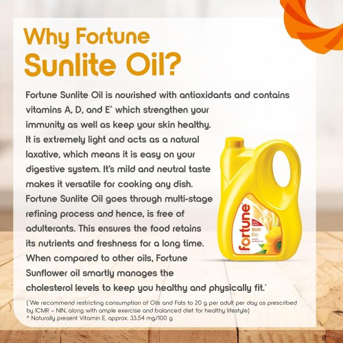 Fortune Sunlite Refined Sunflower Oil, 5L Jar