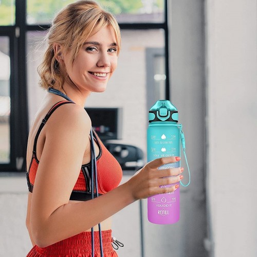 Motivational Water Bottle 1-L Multi Color