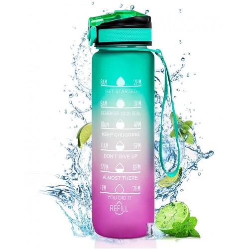 Motivational Water Bottle 1-L Multi Color