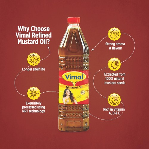 Vimal Mustard Oil: Healthy Oil for Cooking and Vibrant Lifestyle 1 LITER