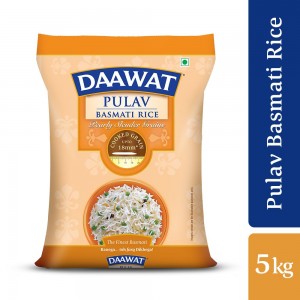 Daawat Pulav Basmati Rice 5Kg Cooked Grain Upto 18mm*| Long & Fluffy Pulav Rice