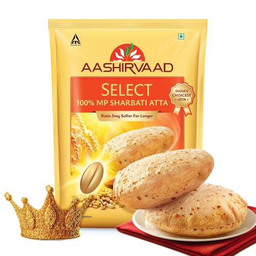 Aashirvaad Select Sharbati Atta, 10 kg, Premium 100% MP Sharbati Wheat Atta for softer rotis