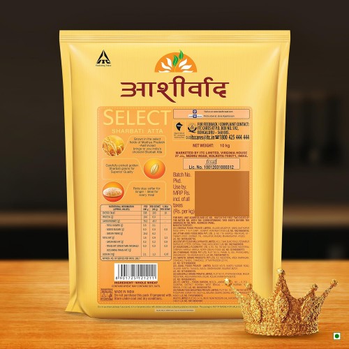 Aashirvaad Select Sharbati Atta, 10 kg, Premium 100% MP Sharbati Wheat Atta for softer rotis