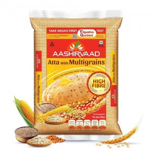 Aashirvaad Atta with Multigrains, 10kg pack | High Fibre & High Protein Multigrain Atta | 6 Natural Grains