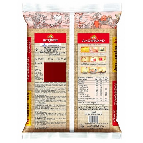 Aashirvaad Shudh Chakki Atta, 5kg Pack, 100% Whole Wheat Flour, 0% Maida