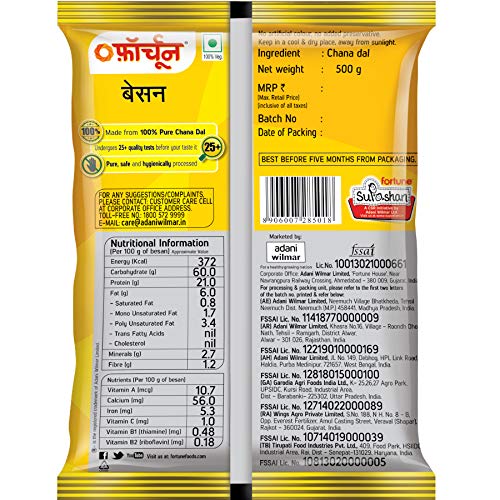 Fortune Chana Besan, 100% Chana Dal 100% Taste, 500 g